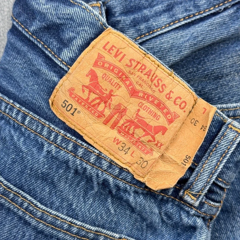 Levis 501‎ Jeans Mens 34X30 Fit 32X28 Blue Denim Button Fly Straight Leg Modern